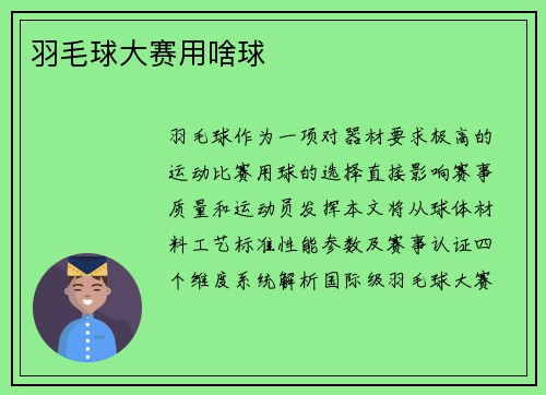 羽毛球大赛用啥球